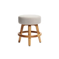 Modern Round Upholstered Stool with Wooden Base