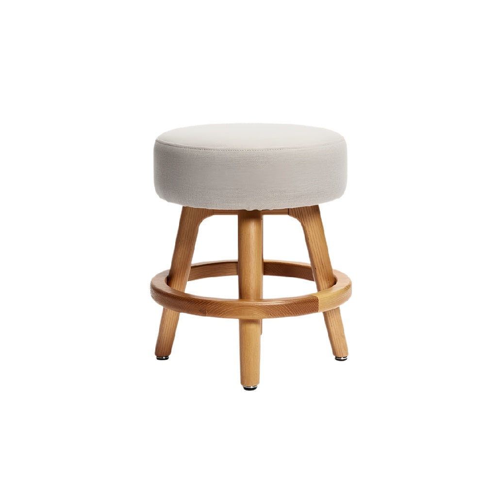 Modern Round Upholstered Stool with Wooden Base